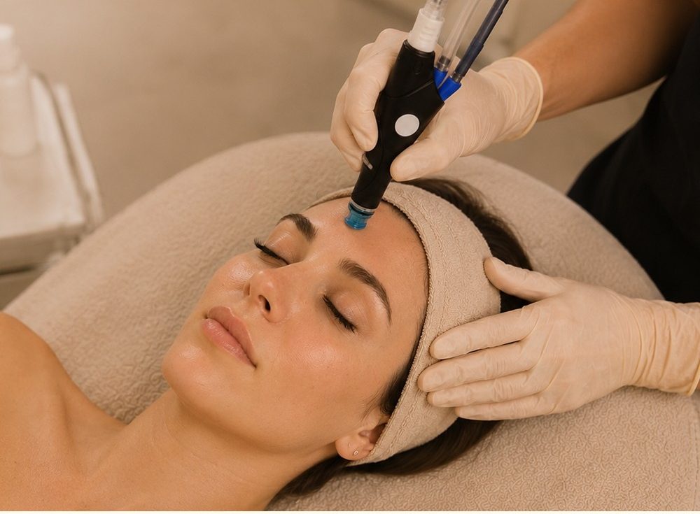 HydraFacial in progress at Neural Glow Skin Care in San Clemente